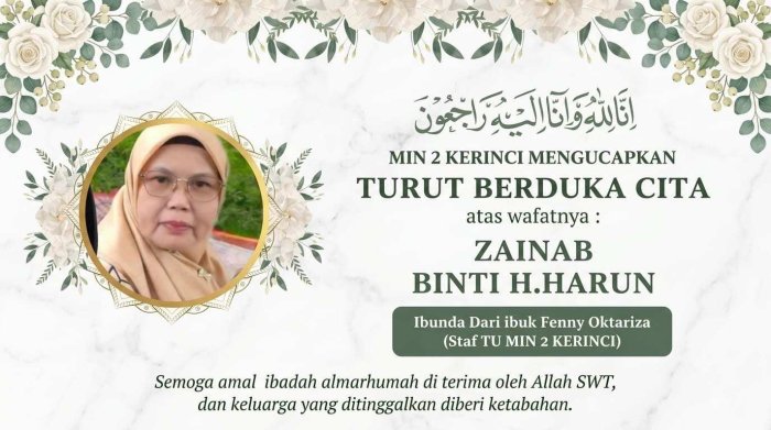 MIN 2 Kerinci Berduka, Ibunda dari Staf TU Fenny Oktariza Berpulang ke Rahmatullah MIN 2 Kerinci Berduka, Ibunda dari Staf TU Fenny Oktariza Berpulang ke Rahmatullah