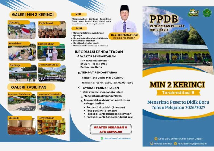 MIN 2 Kerinci Buka Penerimaan Peserta Didik Baru Tahun Ajaran 2026