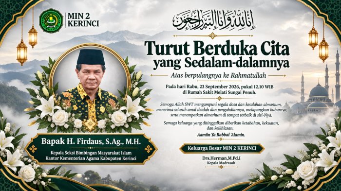 Keluarga Besar MIN 2 Kerinci Turut Berduka Cita atas Wafatnya Kasi Bimas Islam Kemenag Kerinci