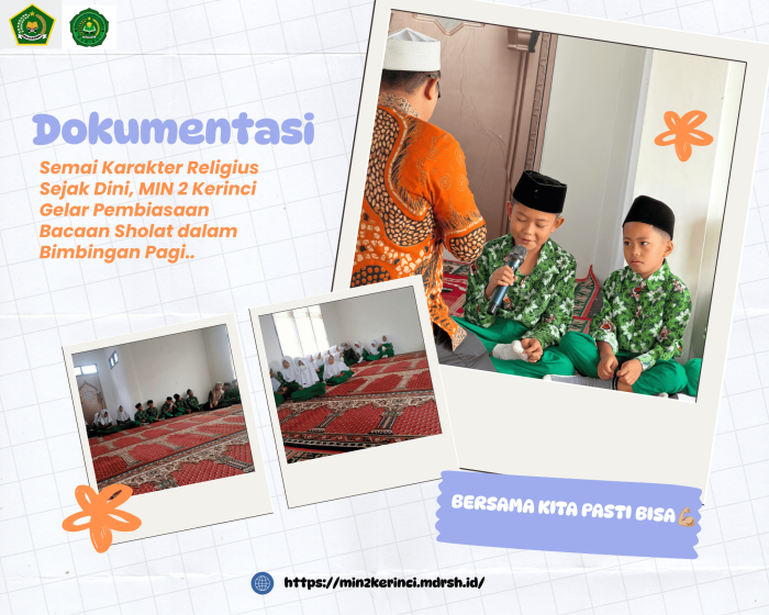 Semai Karakter Religius Sejak Dini, MIN 2 Kerinci Gelar Pembiasaan Bacaan Sholat dalam Bimbingan Pagi Semai Karakter Religius Sejak Dini, MIN 2 Kerinci Gelar Pembiasaan Bacaan Sholat dalam Bimbingan Pagi