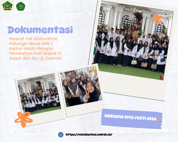 Pererat Tali Silaturahmi, Keluarga MIN 2 Kerinci Hadiri Resepsi Pernikahan Putri Bapak H. Asaat dan Ibu Hj. Dahniar
